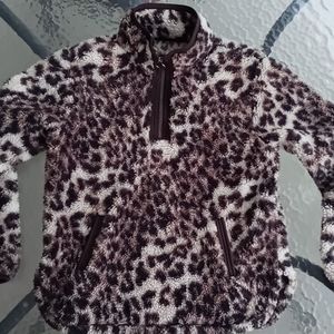 Cuddly Sherpa Leopard Print Pullover Teddy Jacket